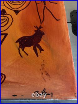 Original Abstract Cave Art Painting Primitive Folk Tribal Canvas 14x11