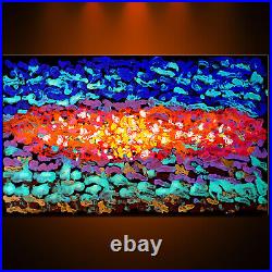 Original Abstract Large Modern Art Painting Canvas Oil artist signed wall framed