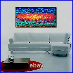 Original Abstract Large Modern Art Painting Canvas Oil artist signed wall framed