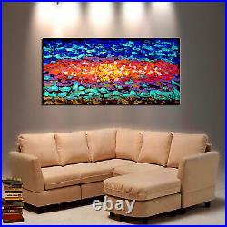 Original Abstract Modern Art Painting Large Canvas Oil artist signed wall framed