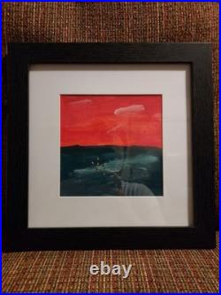 Original Abstract Painting Blood Ship REASOR Acrylic Art 6x6 Framed 9x9