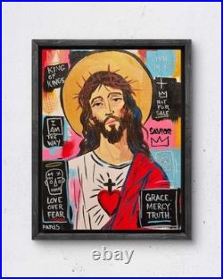 Original Acrylic 11x14 Expressionist Jesus King of Kings Painting Signed Canvas