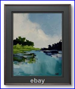 Original Acrylic 11x14 Lake Trees Landscape Painting Signed Decor R Stevens