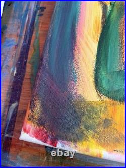 Original Acrylic Crown Figure Portrait Painting 14x11 Canvas Expressionist Folk