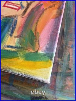 Original Acrylic Crown Figure Portrait Painting 14x11 Canvas Expressionist Folk