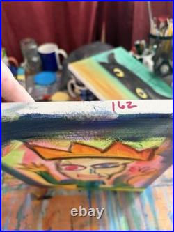 Original Acrylic Crown Figure Portrait Painting 14x11 Canvas Expressionist Folk