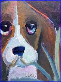 Original Acrylic Dog Painting 24x36 Contemporary Folk Art Animal Painting