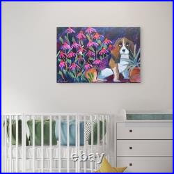 Original Acrylic Dog Painting 24x36 Contemporary Folk Art Animal Painting