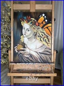 Original Angel Portrait Oil Painting on Canvas Hand painted Fairy 16 by 20 In