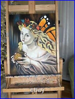 Original Angel Portrait Oil Painting on Canvas Hand painted Fairy 16 by 20 In