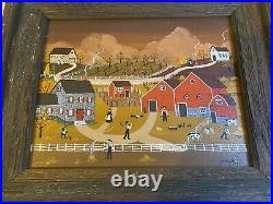 Original Ann Rugh Baker Mrs Bee Painting California Artist Amish Farm Folk Art