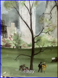 Original Art Americana Folk Art Sgnd Frmd In Glass Quality