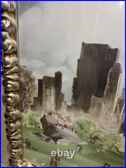 Original Art Americana Folk Art Sgnd Frmd In Glass Quality