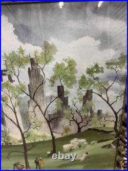 Original Art Americana Folk Art Sgnd Frmd In Glass Quality
