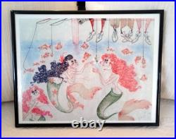Original Art Hooky Mermaids Fishing for Engagement Rings withFishermen Signed