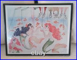 Original Art Hooky Mermaids Fishing for Engagement Rings withFishermen Signed