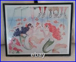 Original Art Hooky Mermaids Fishing for Engagement Rings withFishermen Signed