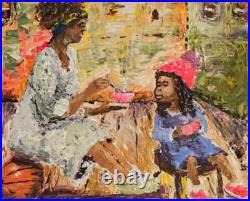 Original Art Painting, Acrylic, 8x10, Regina DeVal, Time Out for Tea