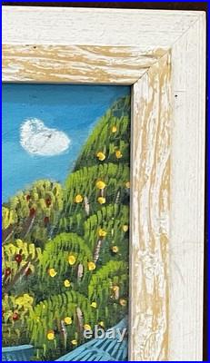 Original Art Painting Tropical Village Market Scene by R Alaby Folk Art Haiti