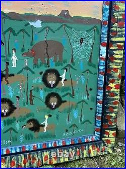 Original Benny Carter Folk Art Painting African American White Peace Large Art