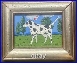Original CATE MANDIGO'Rita the DOG' Dalmation MINIATURE FOLK ART Oil Painting