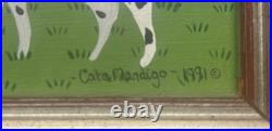 Original CATE MANDIGO'Rita the DOG' Dalmation MINIATURE FOLK ART Oil Painting
