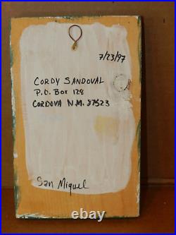 Original C. SANDOVAL, Retablo Painting ST. MIGUEL Folk Art CHIMAYO New Mexico,'97