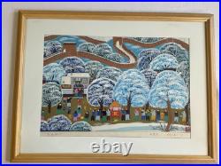 Original Chinese Peasant Folk Art Painting Titled Under The Great Wall 24x16 Original Chinese Peasant Folk Art Painting Titled Under The Great Wall 24x16