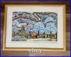 Original Chinese Peasant Folk Art Painting Titled Under The Great Wall 24x16 Original Chinese Peasant Folk Art Painting Titled Under The Great Wall 24x16