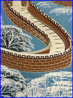 Original Chinese Peasant Folk Art Painting Titled Under The Great Wall 24x16 Original Chinese Peasant Folk Art Painting Titled Under The Great Wall 24x16