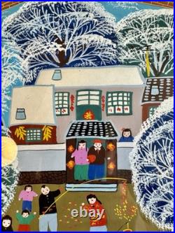 Original Chinese Peasant Folk Art Painting Titled Under The Great Wall 24x16 Original Chinese Peasant Folk Art Painting Titled Under The Great Wall 24x16