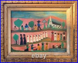 Original Clementine Hunter painting Baptism Black Folk Art Outsider art