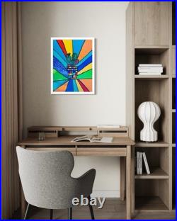 Original Desert Rainbow Painting 24 x 18 Framed