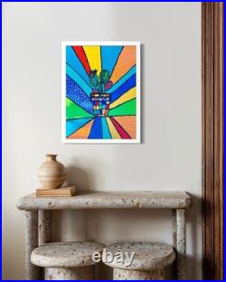 Original Desert Rainbow Painting 24 x 18 Framed