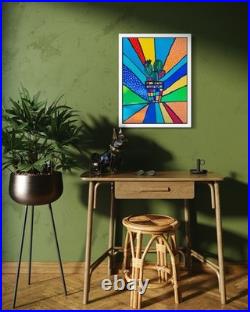 Original Desert Rainbow Painting 24 x 18 Framed