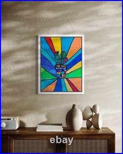 Original Desert Rainbow Painting 24 x 18 Framed