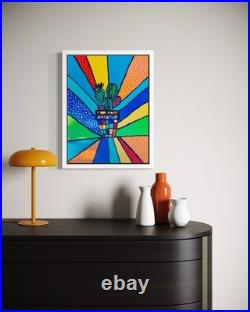 Original Desert Rainbow Painting 24 x 18 Framed