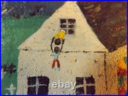 Original Ely Moses African American artist folk art painting on iron griddle