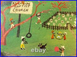 Original Ely Moses \ African American artist \ folk art painting on iron griddle