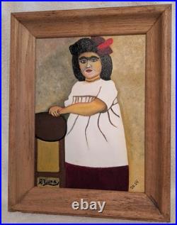 Original FRIDA KAHLO Oil on Canvas PAINTING By R. Luna Mexican FOLK ART #1