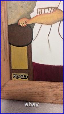 Original FRIDA KAHLO Oil on Canvas PAINTING By R. Luna Mexican FOLK ART #1
