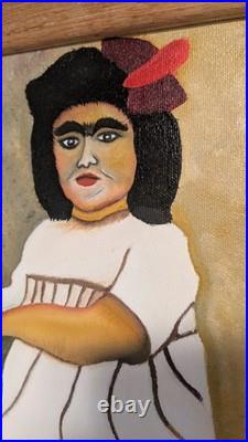 Original FRIDA KAHLO Oil on Canvas PAINTING By R. Luna Mexican FOLK ART #1