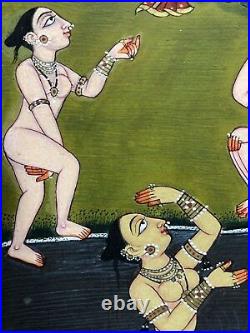 Original Finest Indian Miniature Painting Basohli School Krishna Signed