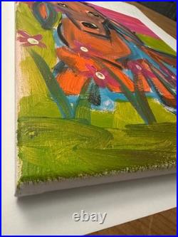Original Folk Art Dachshund painting Whimsical Dog on 11x14 canvas