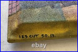 Original Folk Art Oil Canvas 123 Figures Naive Outsider Art Signed 15.5x18.5