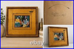 Original Folk Art Painting Art Deco Ladies Bistro Gold Frame Laura Mostaghel