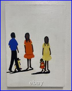 Original Folk Art Painting Black Family African American Family Signed Titled