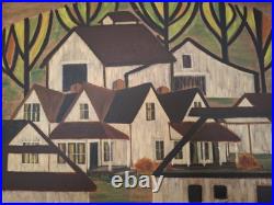 Original Folk Art Painting Rural Homestead Signed Skartvedt Folk Art Unique Original Folk Art Painting Rural Homestead Signed Skartvedt Folk Art Unique