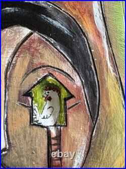 Original Folk Art Portrait Mixed Media Listed Latin American Yasser G Rittoles