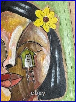 Original Folk Art Portrait Mixed Media Listed Latin American Yasser G Rittoles